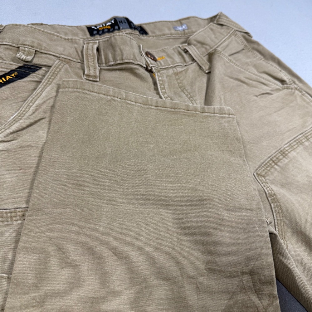 Ariat Rebar M4 Relaxed Straight WorkPants Khaki Tan Canvas Double Knee Men 32x30